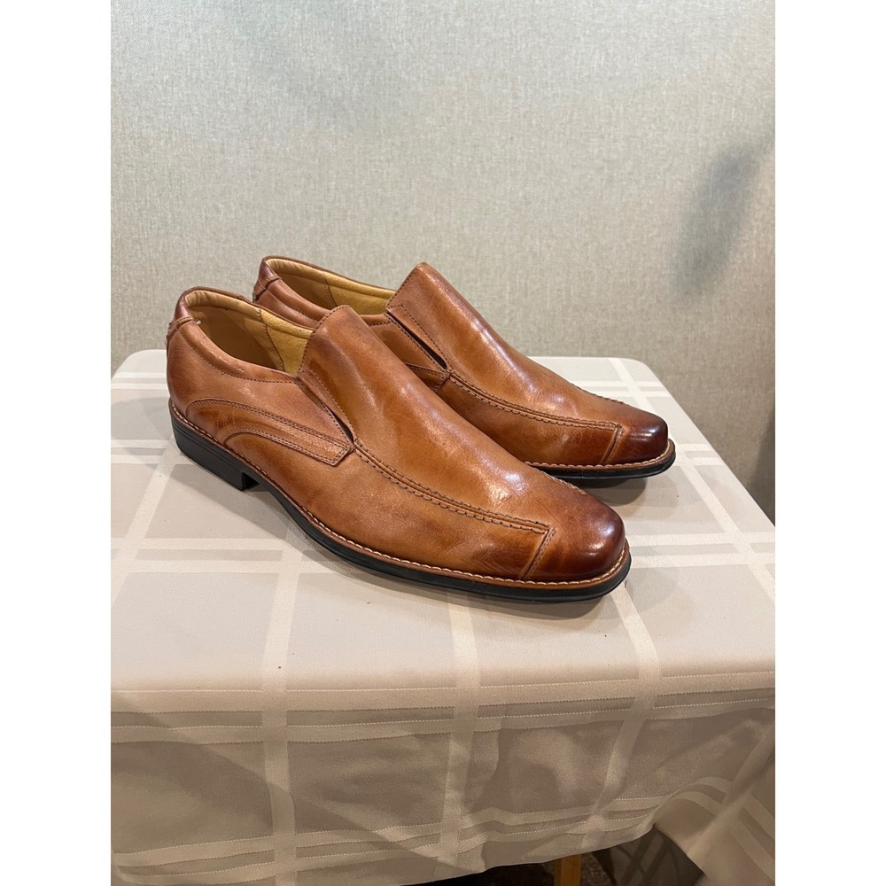 Sandro Moscoloni Mens Leather Loafers Cognac Brown Bicycle Toe Slip On Size 13 D